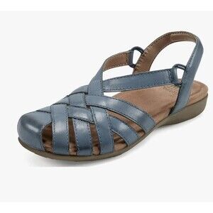 NWT Earth Origins Berri Woven Leather Casual Sandals Women's 7.5W Round Toe Blue